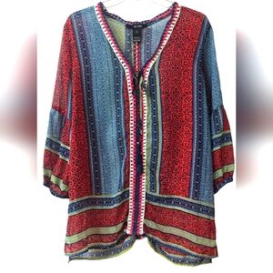 Ali Milea Colorful Bohemian Women's Top Size L